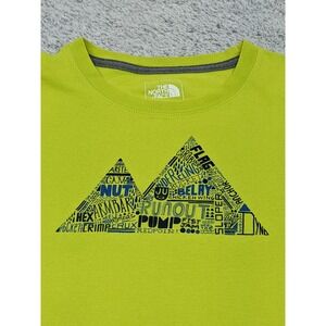 Rare The North Face Climbing Graphic T-Shirt Med Slim Fit Lime Green Spell Out
